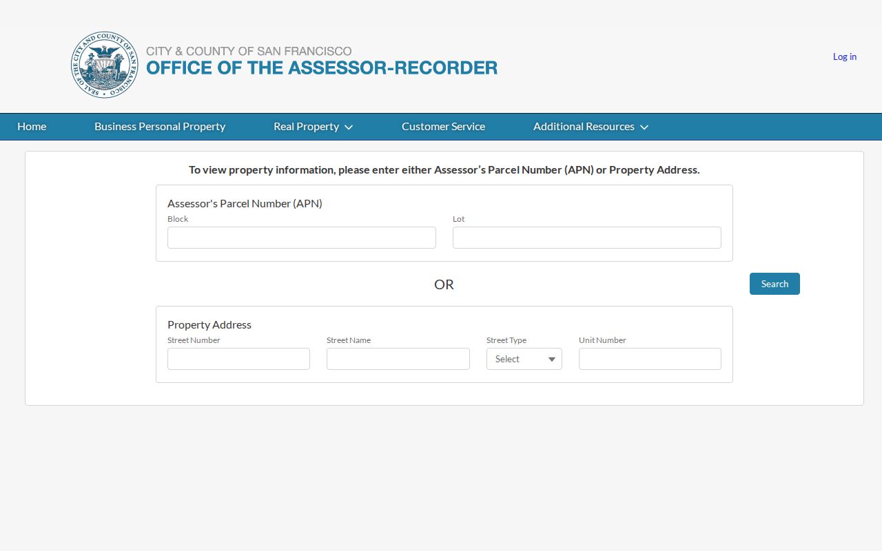San Francisco people search using the Assessor-Recorder property records portal