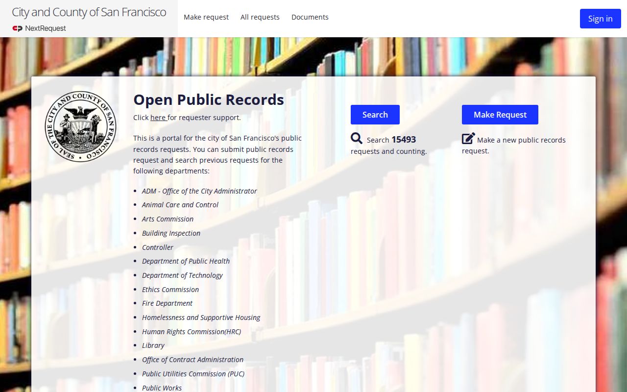 San Francisco people search through the NextRequest records portal