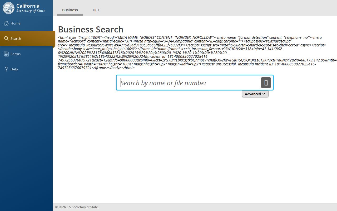 San Francisco directory lookup California business entity search