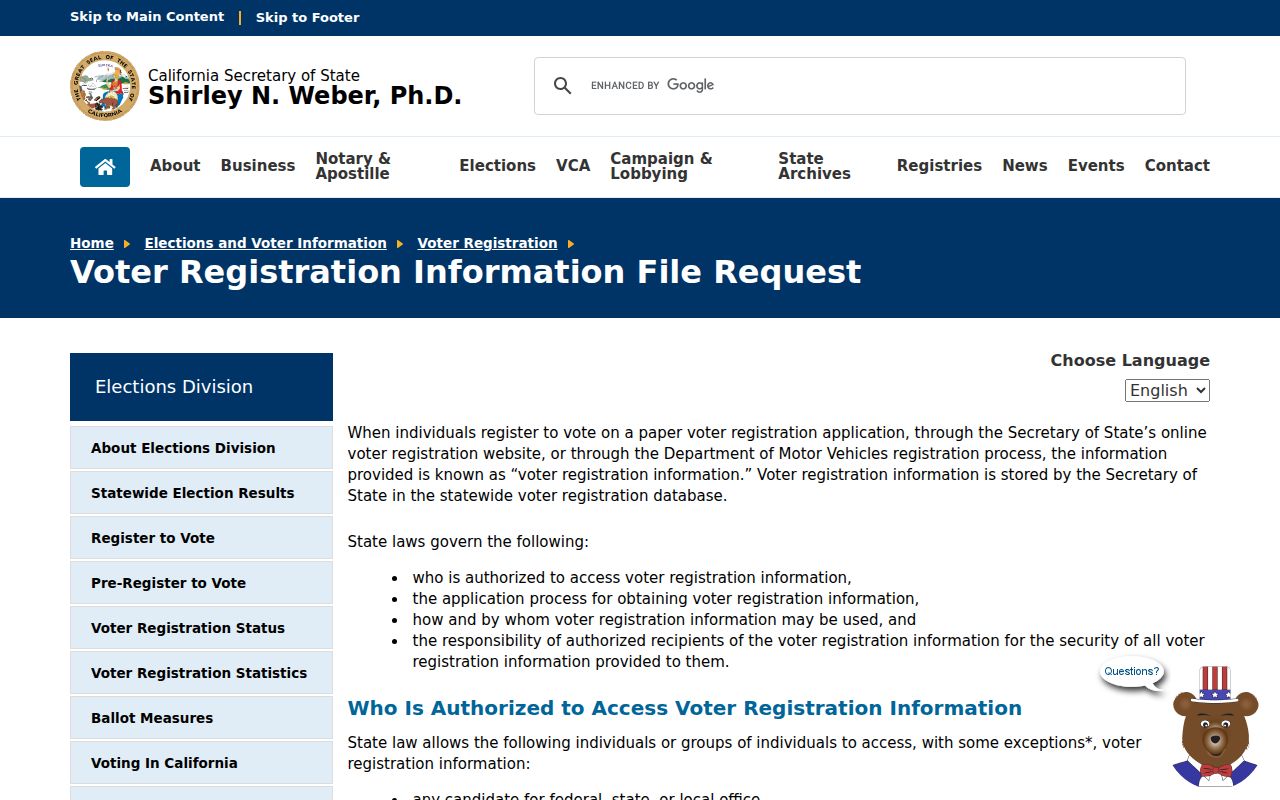 San Francisco voter records request information from California Secretary of State
